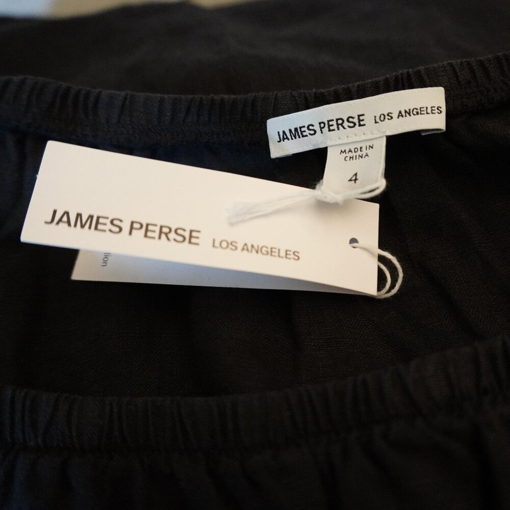 James Perse Linen Dress Black Off Shoulder Size 4 XL New Tag $250 - Picture 9 of 10